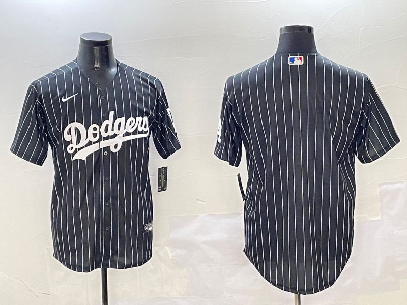 Men Los Angeles Dodgers Blank Black Stripe Jointly Name 2025 Nike MLB Jersey style 1